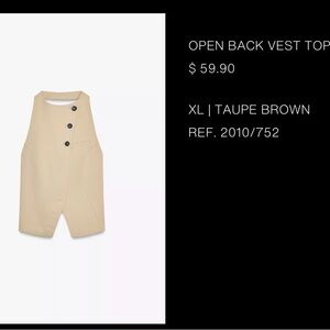 Zara Taupe Open Back Vest Top